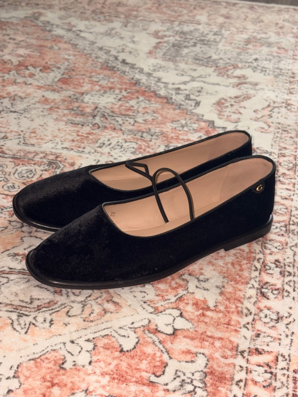 Coach Emilia Black Velvet Mary Jane Flats